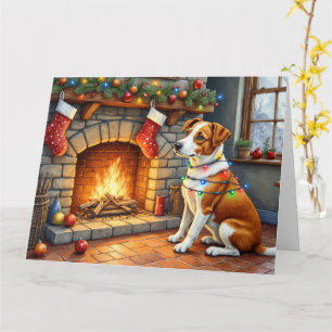 Chesapeake Bay Terrier Kamin Weihnachtslichter Karte