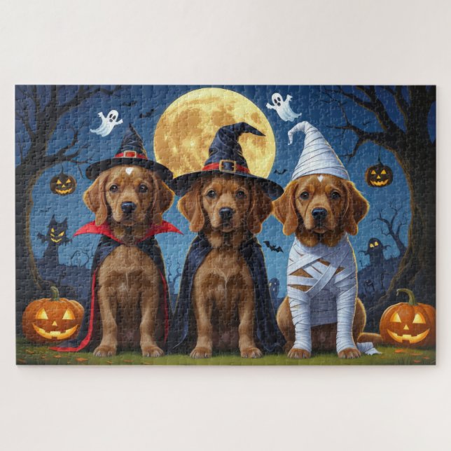 Chesapeake Bay Terrier Pumpkin Halloween Funny Puzzle (Horizontal)
