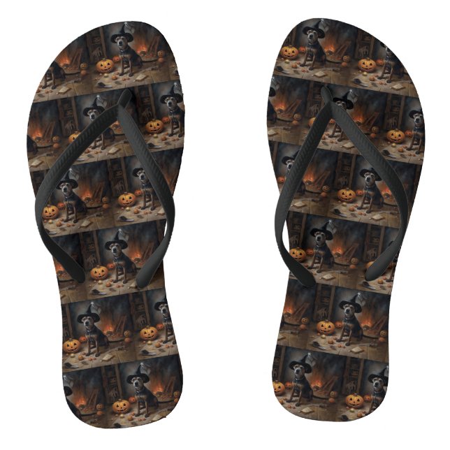 Chesapeake Bay Terrier Pumpkins Halloween Beängsti Flip Flops (Fußbett)