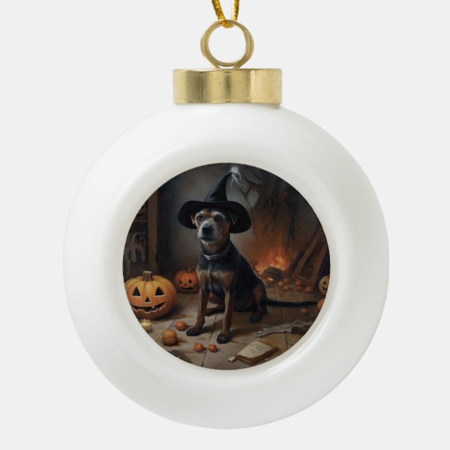 Chesapeake Bay Terrier Pumpkins Halloween Beängsti Keramik Kugel-Ornament (Vorderseite)