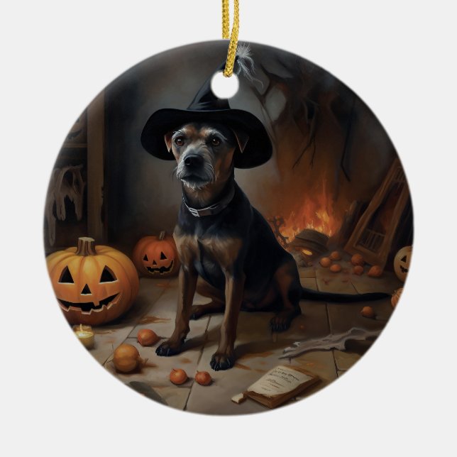 Chesapeake Bay Terrier Pumpkins Halloween Beängsti Keramik Ornament (Vorne)