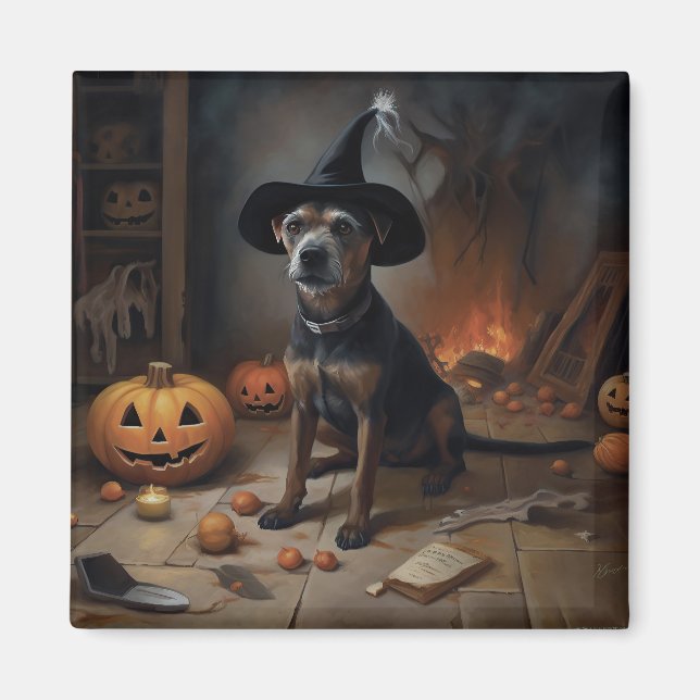 Chesapeake Bay Terrier Pumpkins Halloween Beängsti Magnet (Vorne)
