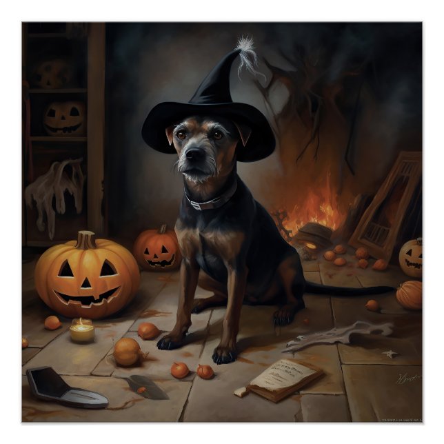 Chesapeake Bay Terrier Pumpkins Halloween Beängsti Poster (Vorderseite)