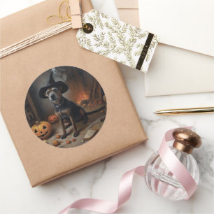 Chesapeake Bay Terrier Pumpkins Halloween Beängsti Runder Aufkleber