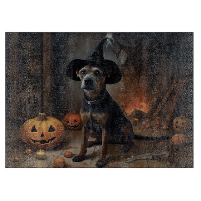 Chesapeake Bay Terrier Pumpkins Halloween Beängsti Schneidebrett (Vorderseite)