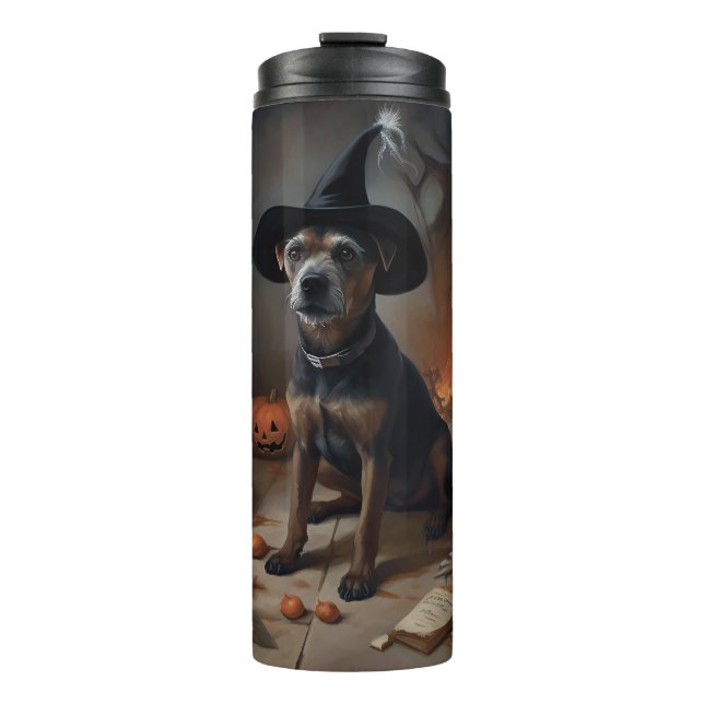 Chesapeake Bay Terrier Pumpkins Halloween Beängsti Thermosbecher (Vorderseite)
