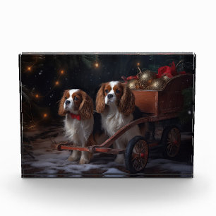Chesapeake Bay Terrier Schnee-Schlitten Weihnachte Fotoblock