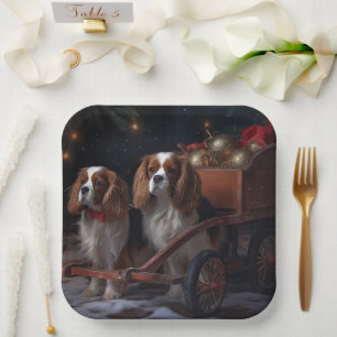 Chesapeake Bay Terrier Schnee-Schlitten Weihnachte Pappteller