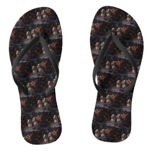 Chesapeake Bay Terrier Snowy Sleigh Weihnachten Flip Flops