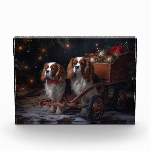 Chesapeake Bay Terrier Snowy Sleigh Weihnachten Fotoblock (Vorderseite)