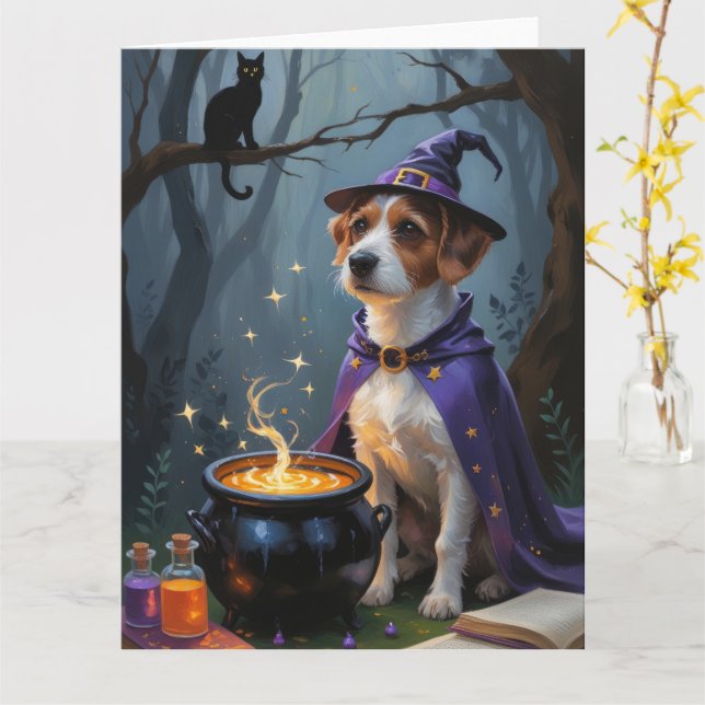 Chesapeake Bay Terrier Whimsical Halloween Karte (Gelbe Blume)