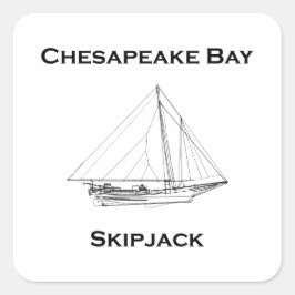 Chesapeake Bay Vintages Segelboot aus dem Skipjack Quadratischer Aufkleber
