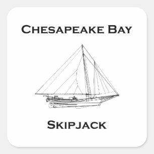 Chesapeake Bay Vintages Segelboot aus dem Skipjack Quadratischer Aufkleber