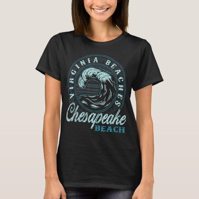 Chesapeake Beach Retro Wave Circle T-Shirt (Vorderseite)