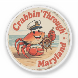 Chesapeake Charm_ Maryland Crab Captain Vintag Aufkleber