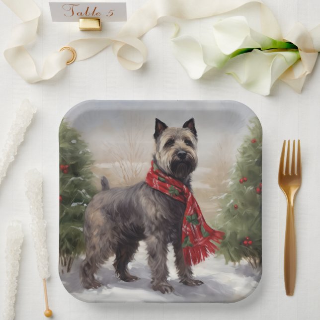 Chesapeake Dog in Schnee Weihnachten Pappteller (Hochzeit)