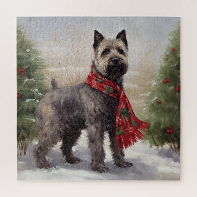 Chesapeake Dog in Schnee Weihnachten Puzzle (Vertikal)