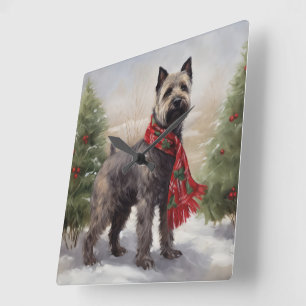 Chesapeake Dog in Schnee Weihnachten Quadratische Wanduhr