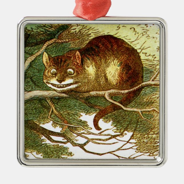 Cheshire Cat 2 Silbernes Ornament (Vorne)
