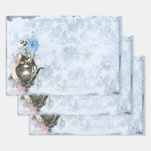 Cheshire Cat Alice im Wunderland Blue Geschenkpapier Set
