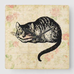 Cheshire Cat Alice im Wunderland Kunst, Dichtung u Quadratische Wanduhr