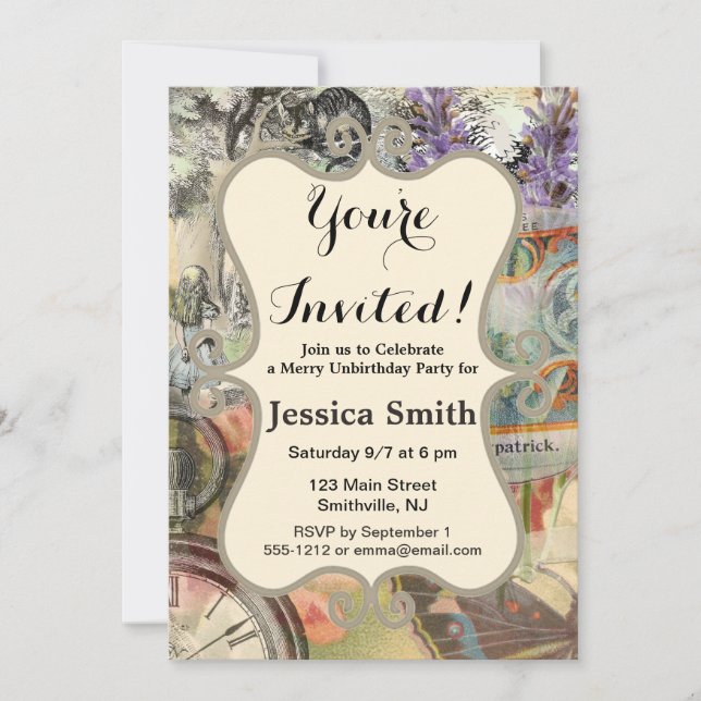 Cheshire Cat Alice Wonderland Classic Einladung (Vorderseite)