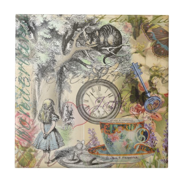 Cheshire Cat Alice Wonderland Classic Fliese (Vorderseite)