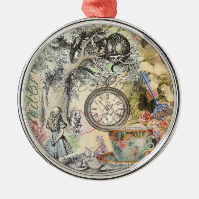 Cheshire Cat Alice Wonderland Classic Ornament Aus Metall (Vorne)