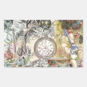 Cheshire Cat Alice Wonderland Classic Rechteckiger Aufkleber