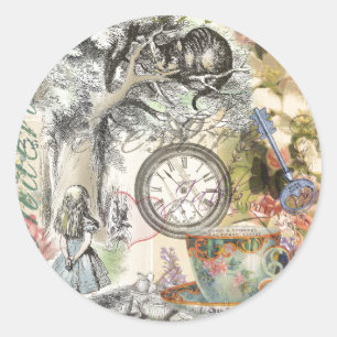 Cheshire Cat Alice Wonderland Classic Runder Aufkleber