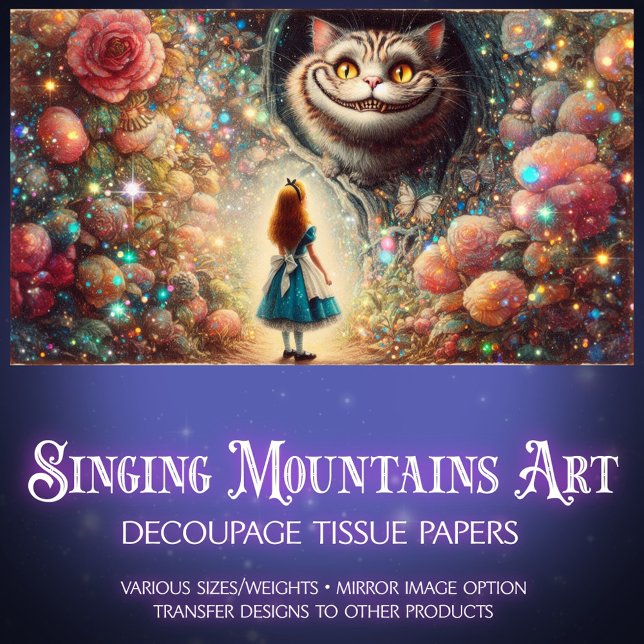Cheshire Cat and Alice Forest Talk Decoupage Seidenpapier (Von Creator hochgeladen)