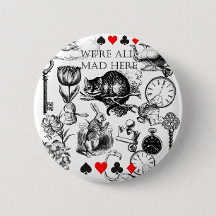 Cheshire Cat classic Alice im Wunderland mad Button