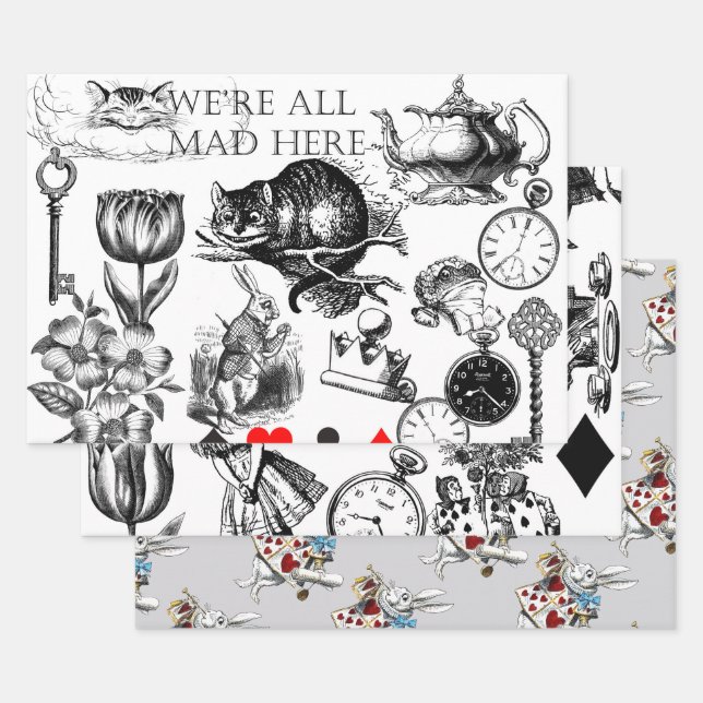 Cheshire Cat classic Alice im Wunderland mad Geschenkpapier Set (Set)