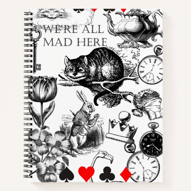 Cheshire Cat classic Alice im Wunderland mad Notizbuch (Vorderseite)