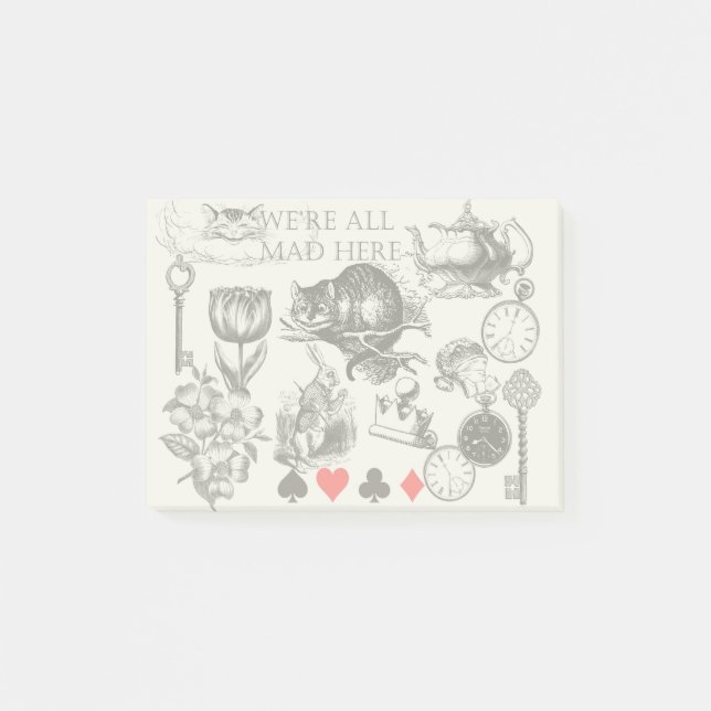 Cheshire Cat classic Alice im Wunderland mad Post-it Klebezettel (Vorderseite)