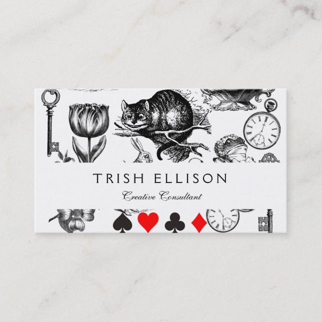 Cheshire Cat classic Alice im Wunderland mad Visitenkarte (Vorderseite)