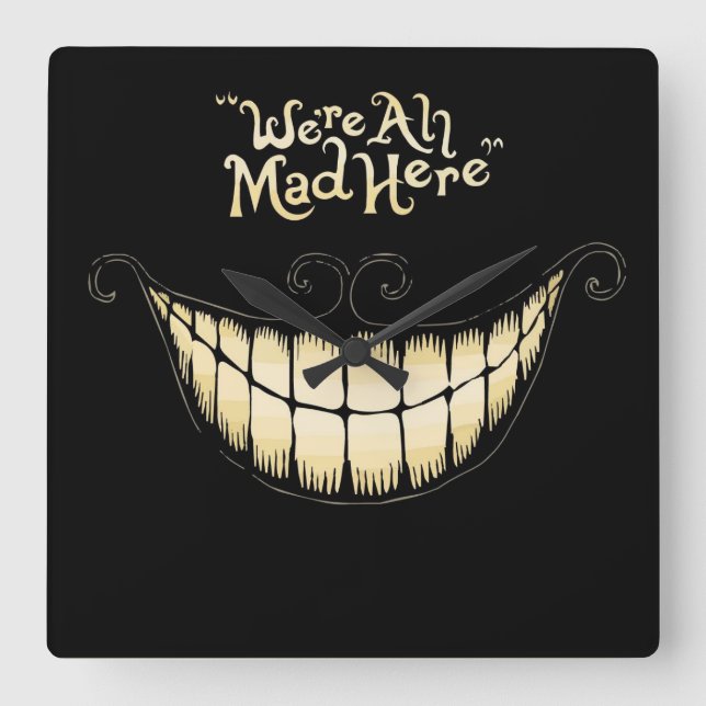 Cheshire Cat Clock Quadratische Wanduhr (Vorderseite)