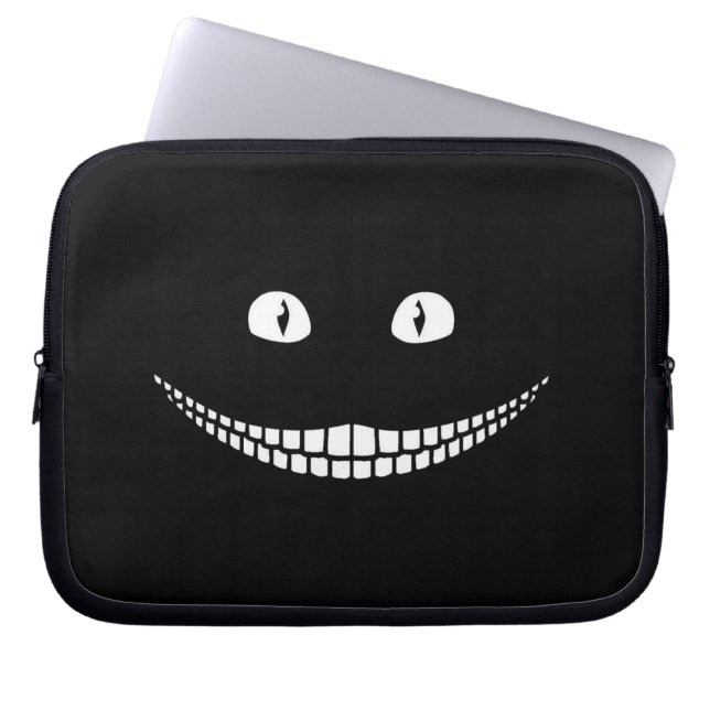 Cheshire Cat Grin Black Electronics Bag Laptopschutzhülle (Vorderseite)