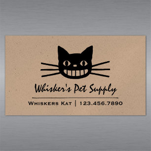Cheshire Cat mit Long Whiskers   Crazy Black Cat Magnetische Visitenkarte