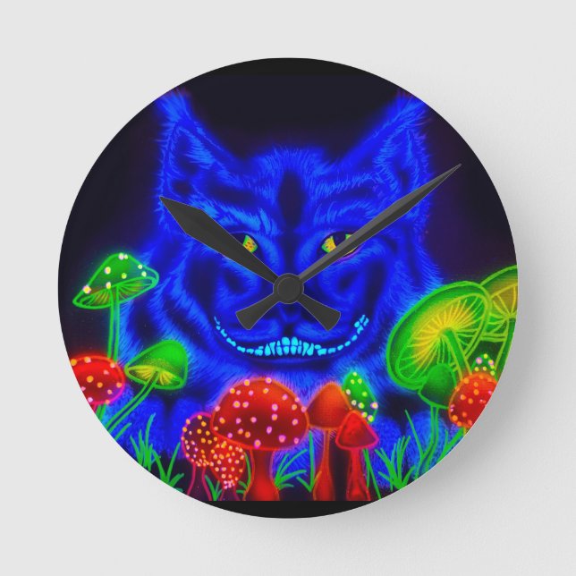 Cheshire Cat Round-Wall-Uhr Runde Wanduhr (Vorderseite)