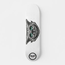 Cheshire Cat Schwarz-Weiß Linie Kunst Lächeln Skateboard