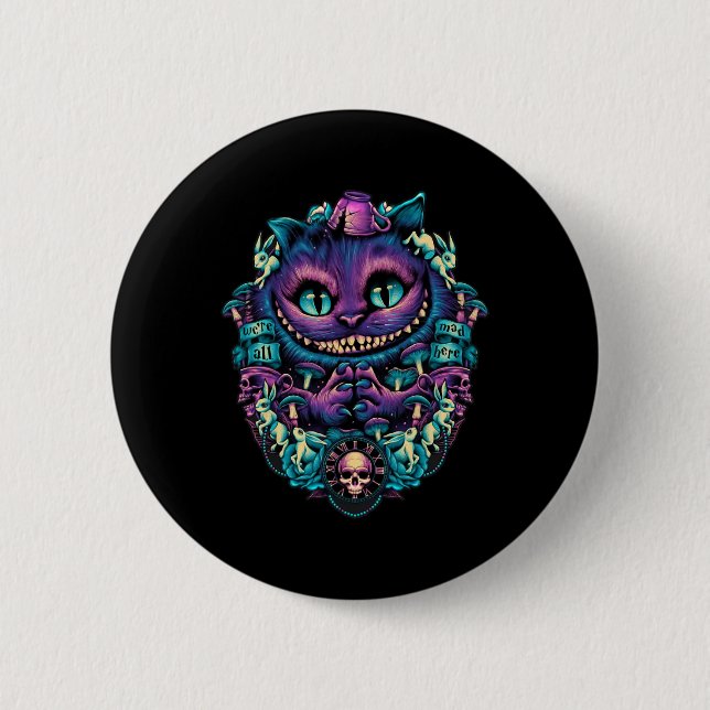 Cheshire Cat Shirt Alice im Wunderland Graphic Button (Vorderseite)