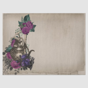 Cheshire Cat und Lila florale Alice im Wunderland Seidenpapier