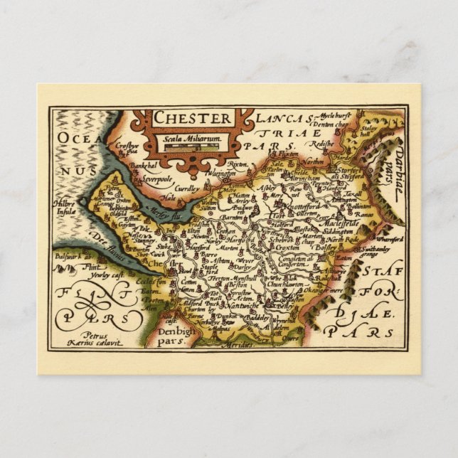 Cheshire (Chester) Landkreis England Antiker Karte (Vorderseite)