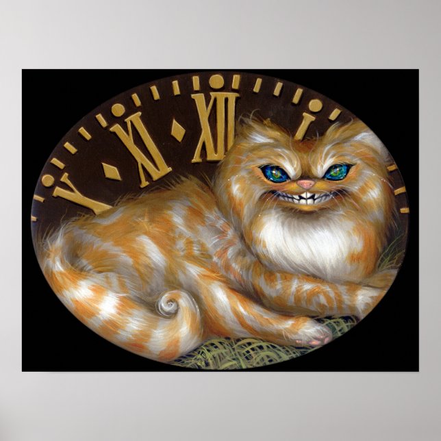 Cheshire Clock ART PRINT Wonderland Cat Poster (Vorne)