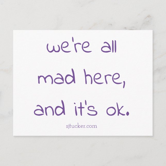 "Cheshire Kitten"-Texte Postkarte (Vorderseite)