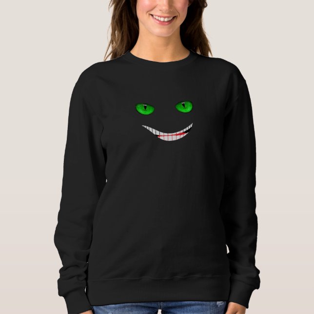 Cheshire-Lächeln Grün Sweatshirt (Vorderseite)