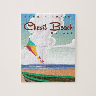 Chesil Beach Dorset Vintage Cartoon Poster. Puzzle