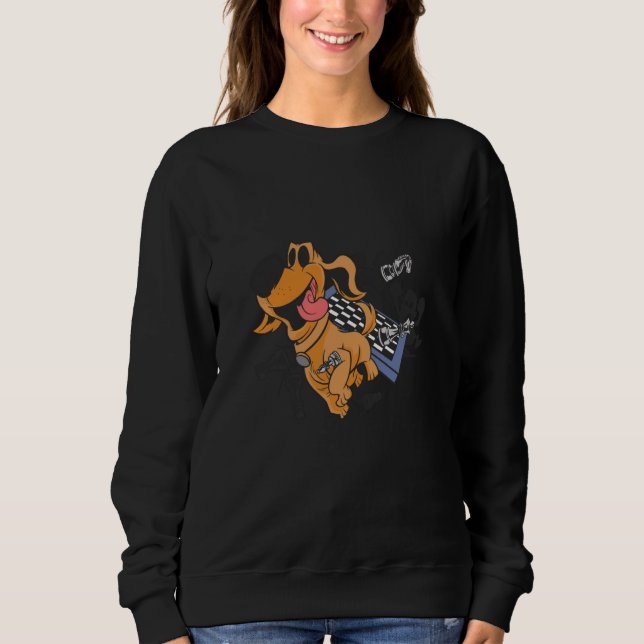 chess board king game queen dog sweatshirt (Vorderseite)