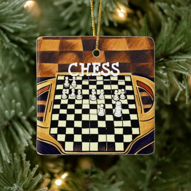 CHESS BOARD STYLE KERAMIKORNAMENT (Baum)